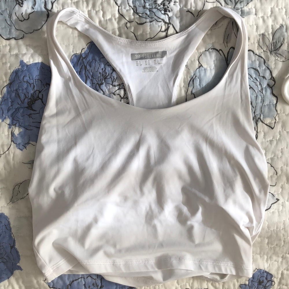 White Forever 21 Crop Top with bra lining